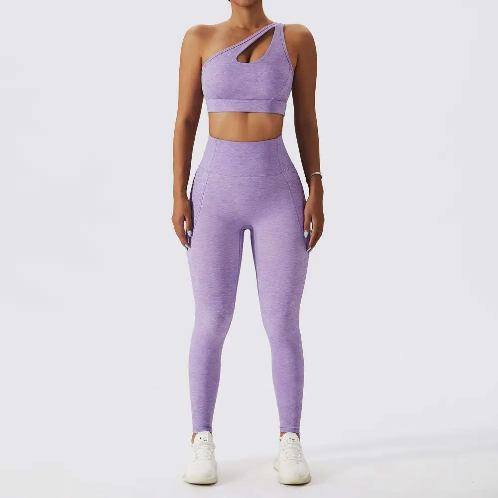Olive Green Yoga Bra Fitness Suit with Pockets