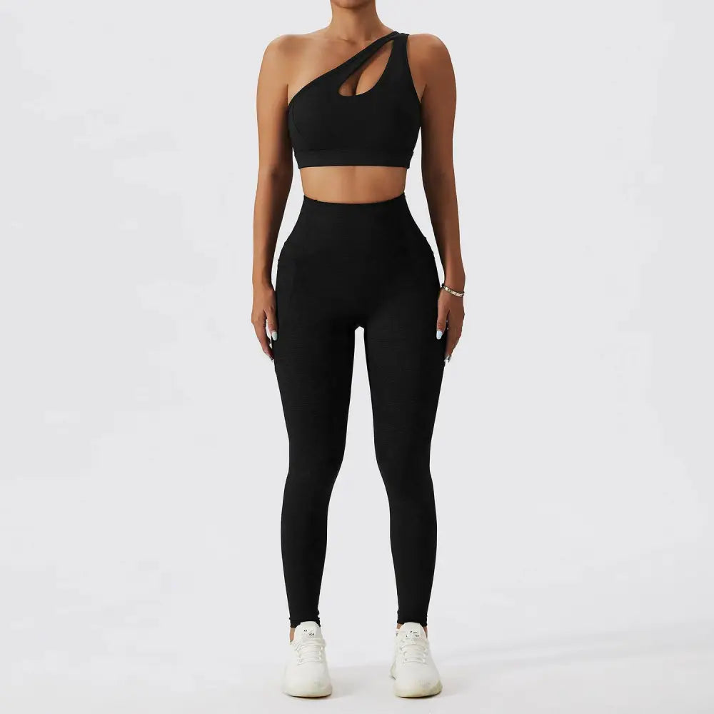 Olive Green Yoga Bra Fitness Suit with Pockets