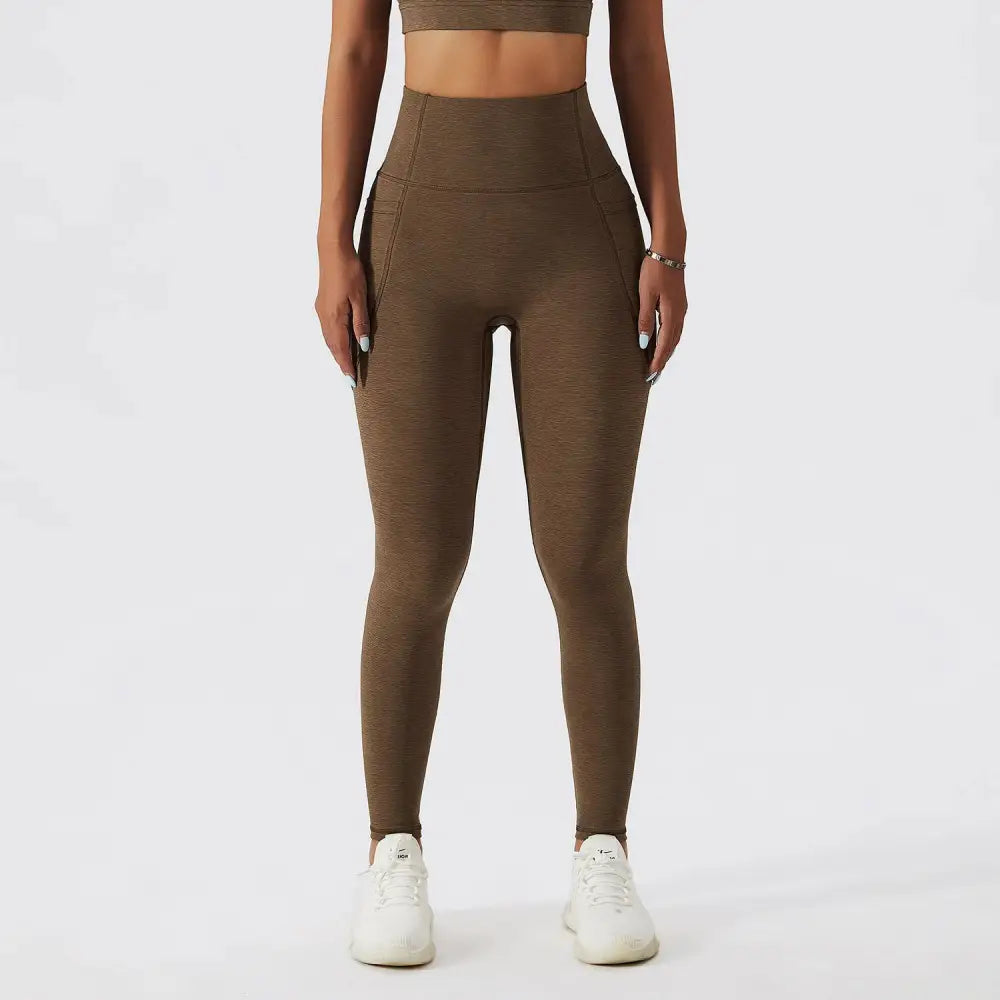 Olive Green Yoga Bra Fitness Suit with Pockets