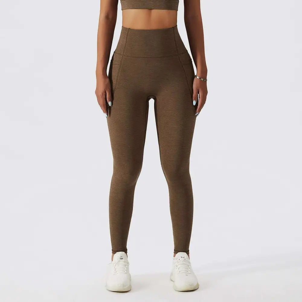 Olive Green Yoga Bra Fitness Suit with Pockets