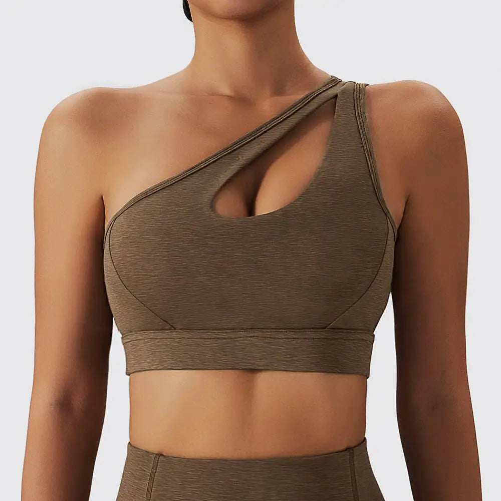 Olive Green Yoga Bra Fitness Suit with Pockets
