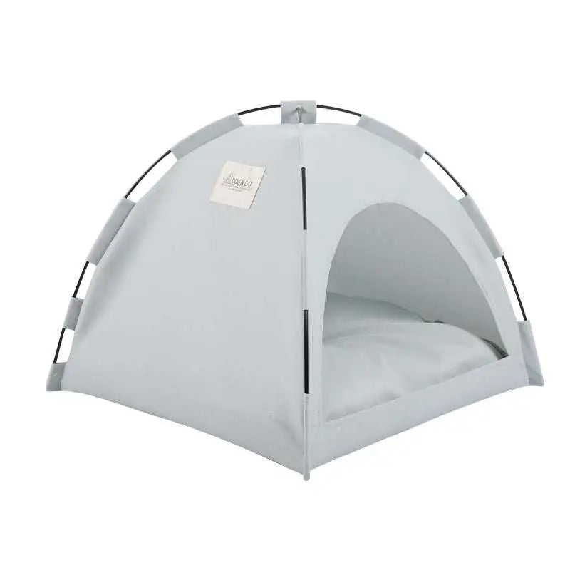 Olive Green Zippered Cat Tent with Metal Frame
