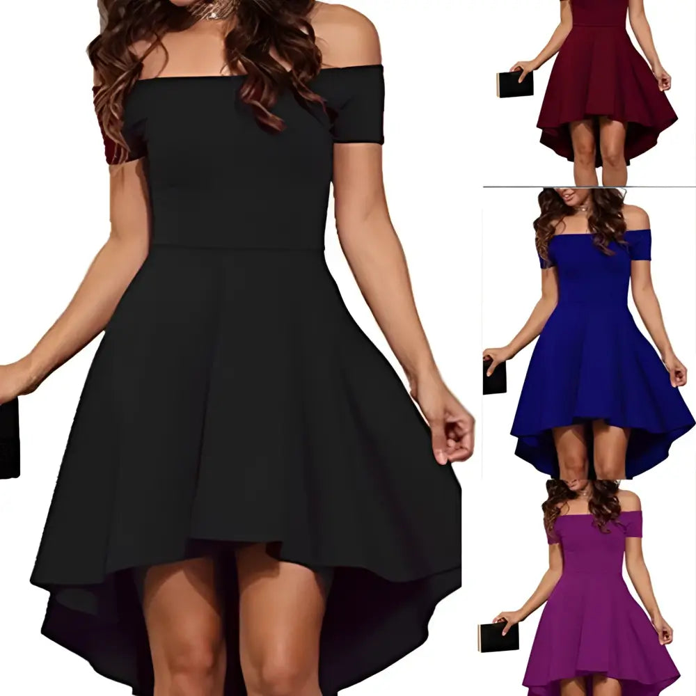 One Shoulder Short Sleeve Large Swallowtail Skirt