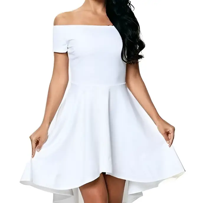 One Shoulder Short Sleeve Large Swallowtail Skirt