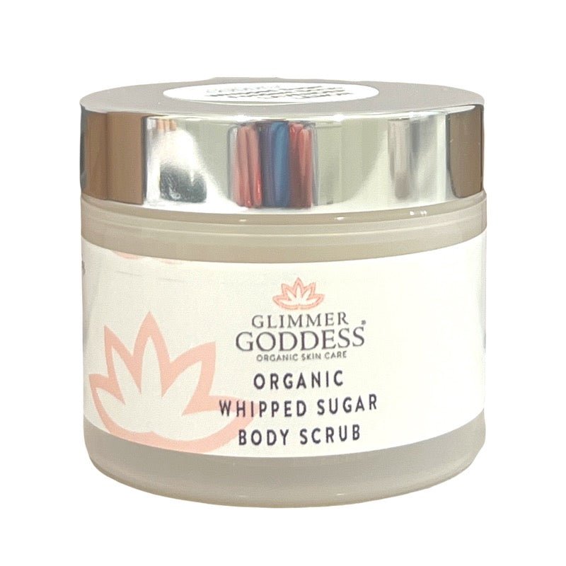 Organic Whipped Sugar Body Scrub 2 oz – Travel Size Crepey Skin Treatment & Exfoliator