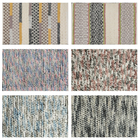 Set of Six 21" x 34" Berber Handmade Area Rug Pet Doormat Kitchen Mat Plus pile Multi Color-0