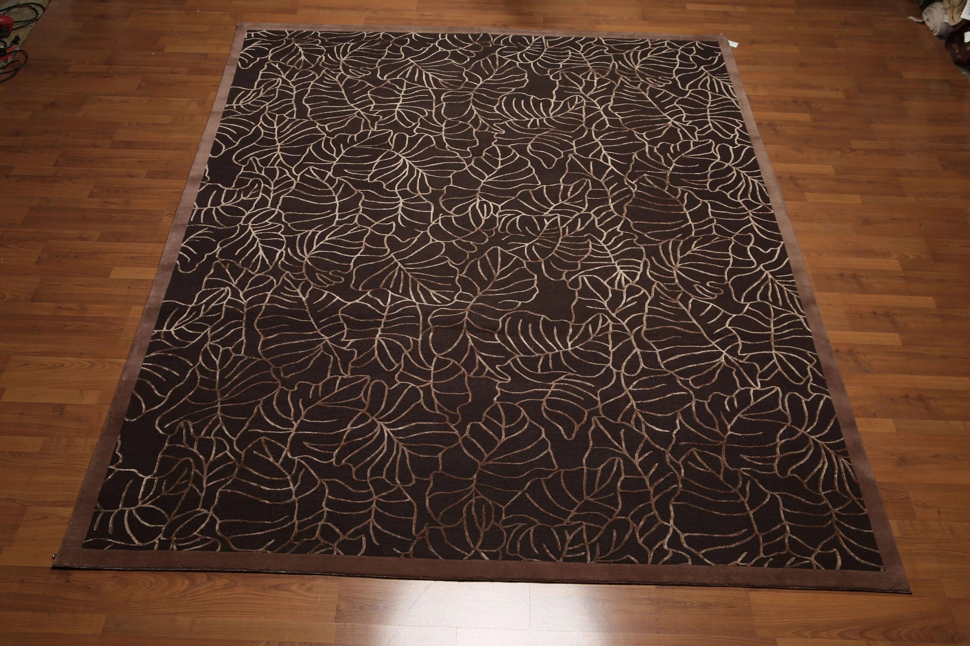 8'x10' Hand Knotted 200 KPSI extra dense pile Tibetan Wool & Silk area rug Brown-3