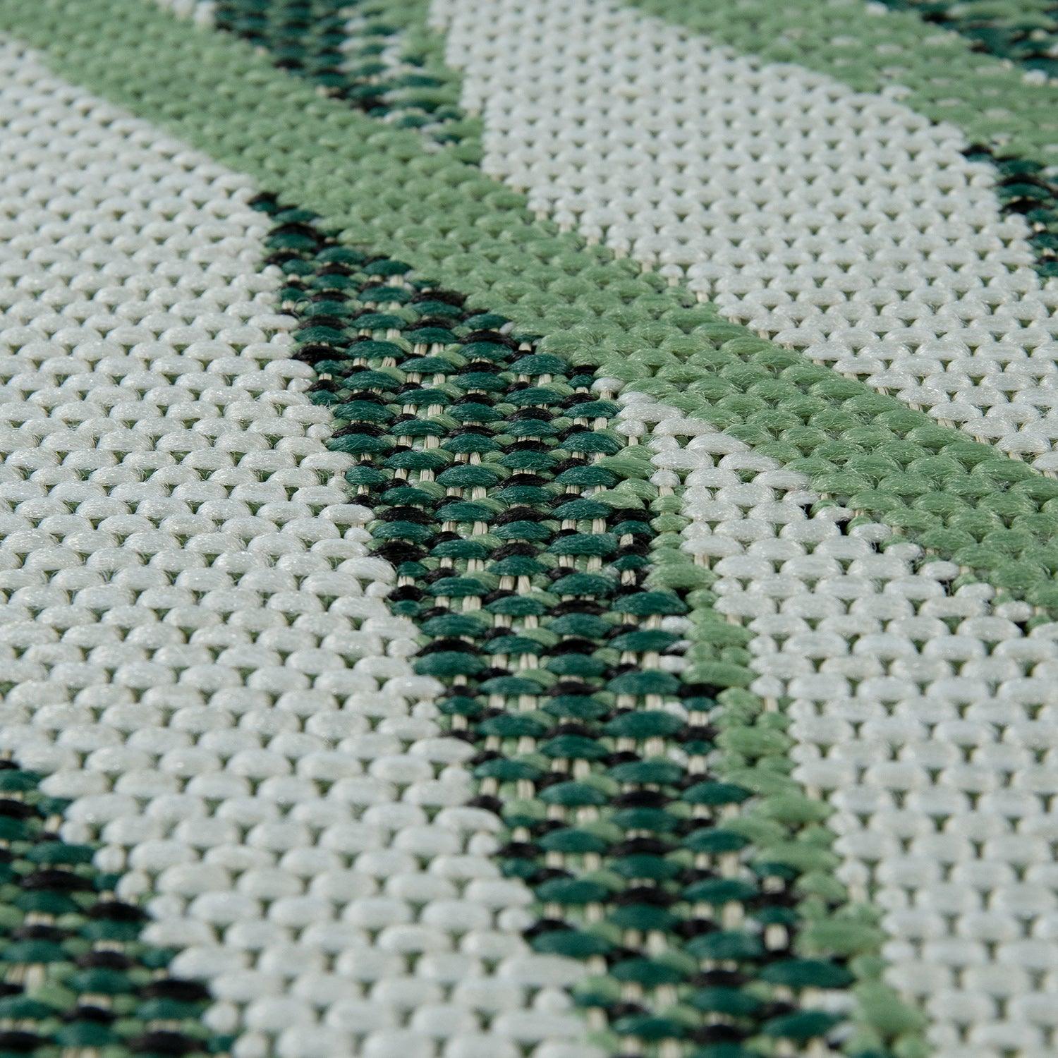 Outdoor Rug Green Beige with Palm Leaf Pattern for Patio Terrace Flat Weave-3