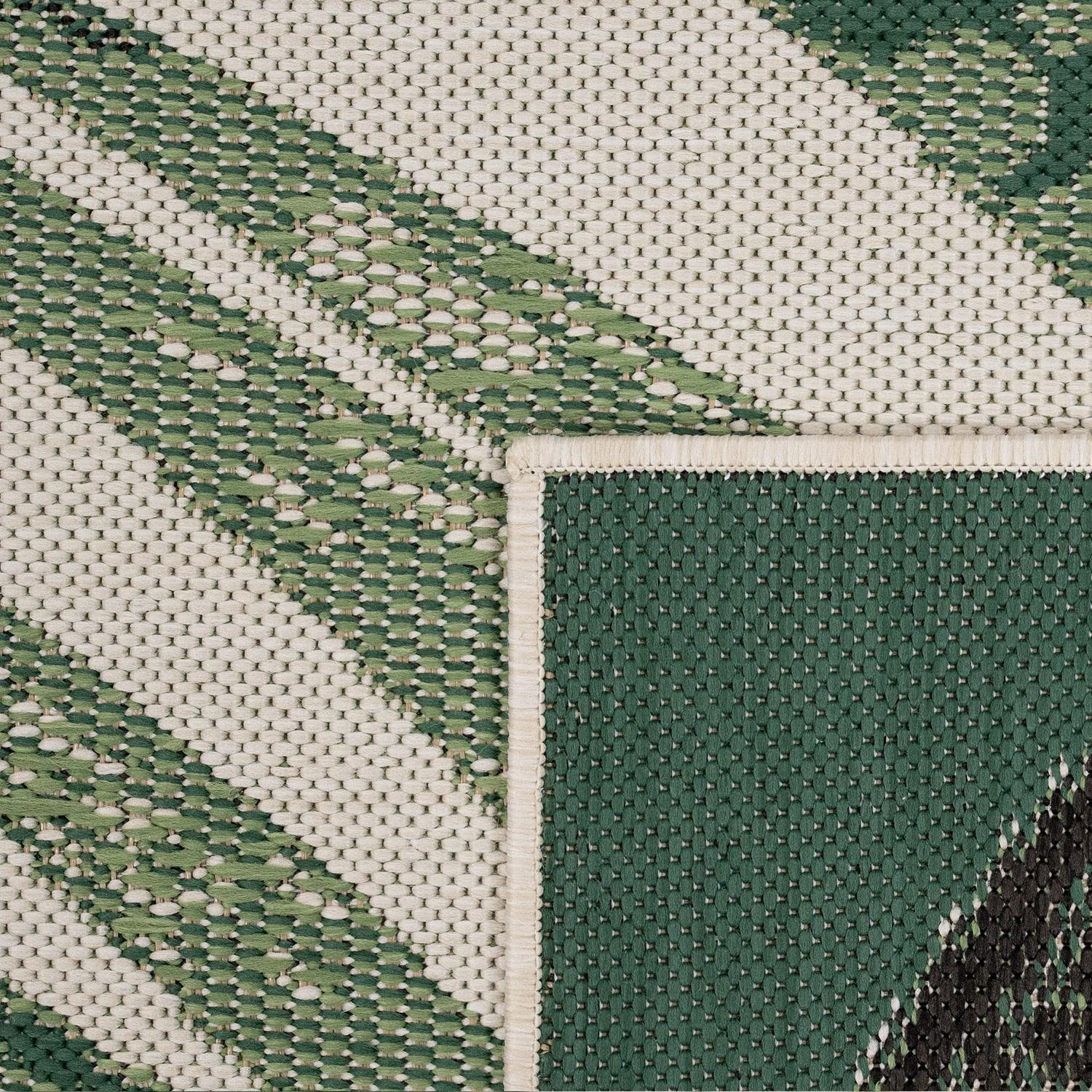 Outdoor Rug Ostende Palm Leaf Design Waterproof - Beige Green-3