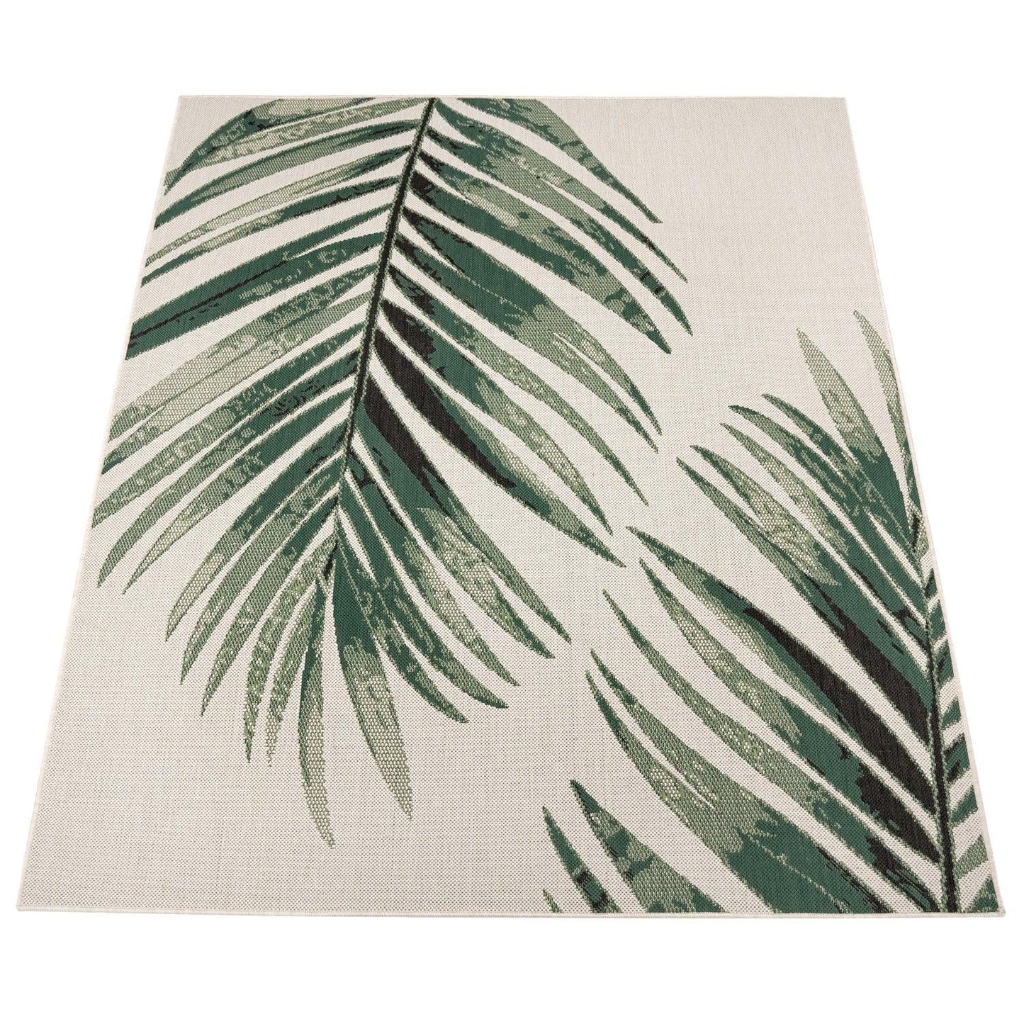 Outdoor Rug Ostende Palm Leaf Design Waterproof - Beige Green-4