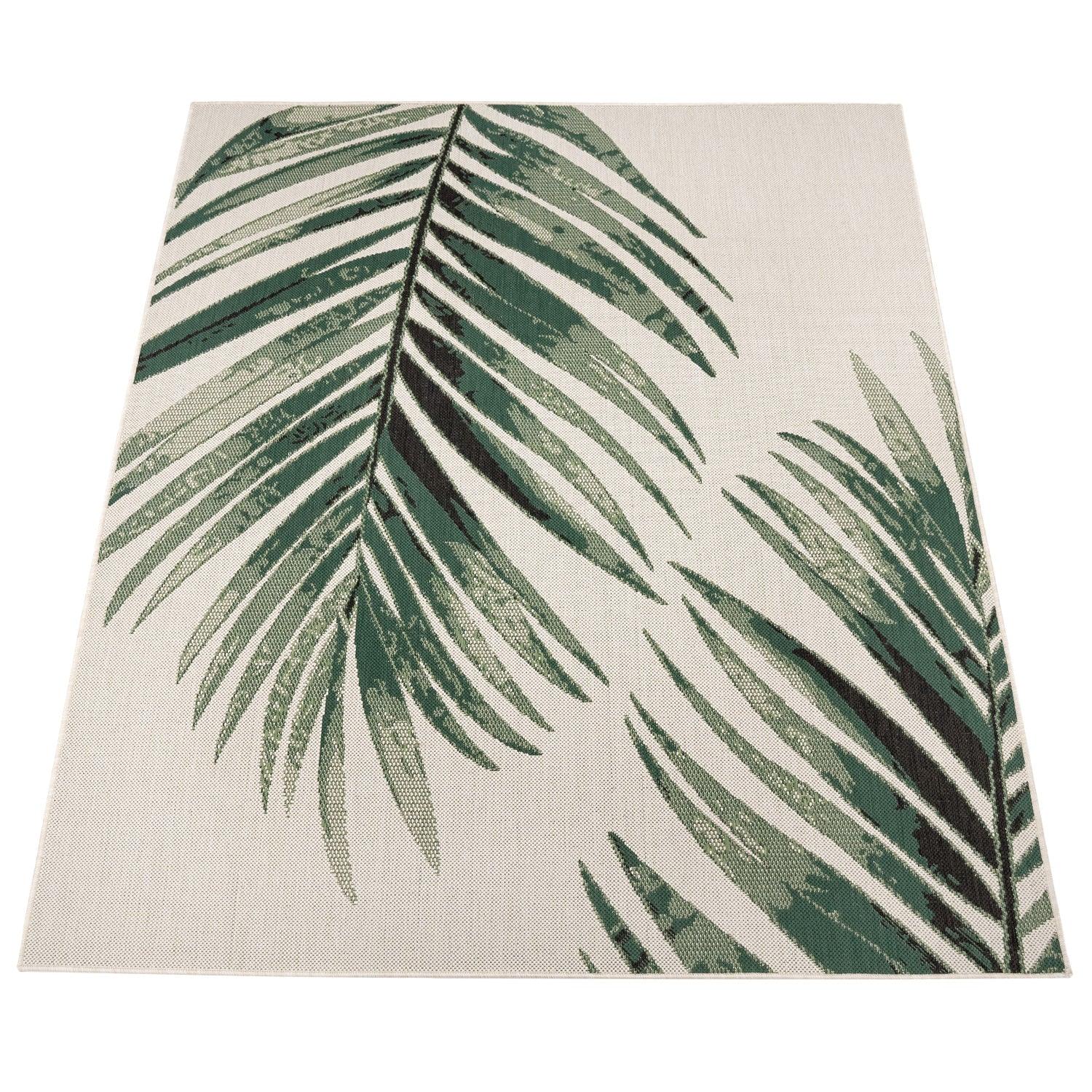 Outdoor Rug Ostende Palm Leaf Design Waterproof - Beige Green-4