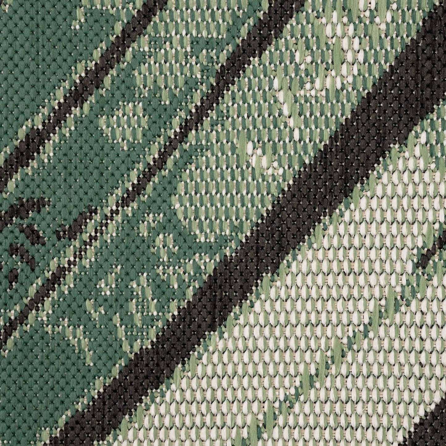 Outdoor Rug Ostende Palm Leaf Design Waterproof - Black Green-1