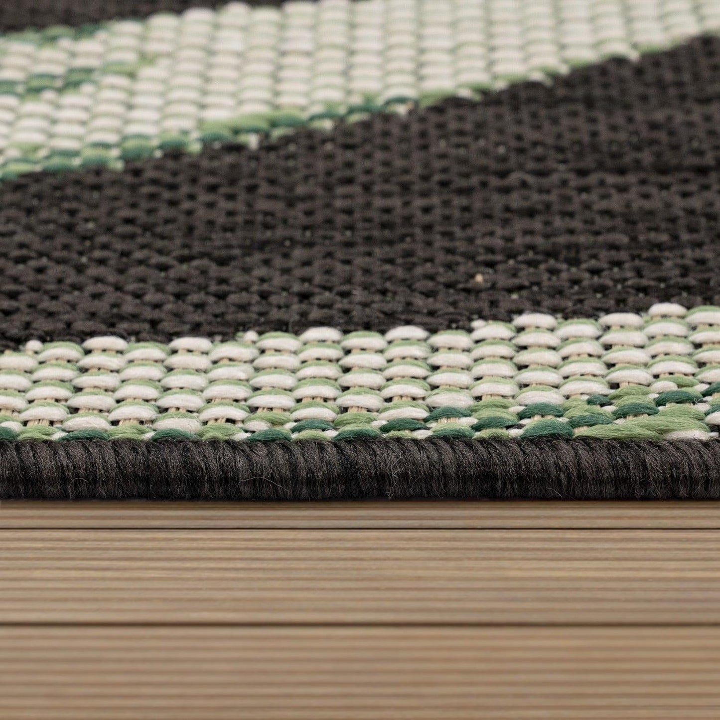 Outdoor Rug Ostende Palm Leaf Design Waterproof - Black Green-3