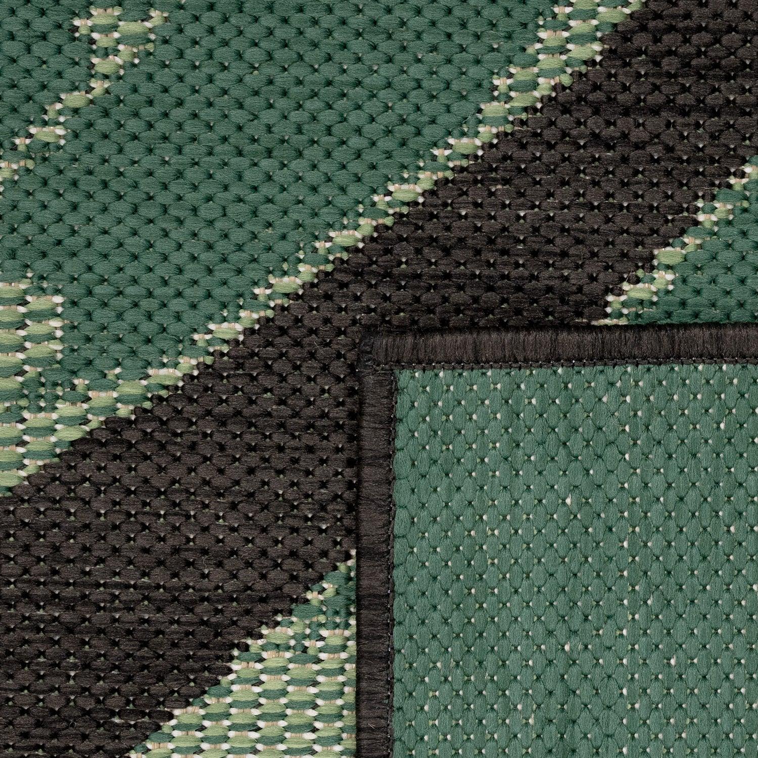 Outdoor Rug Ostende Palm Leaf Design Waterproof - Black Green-4