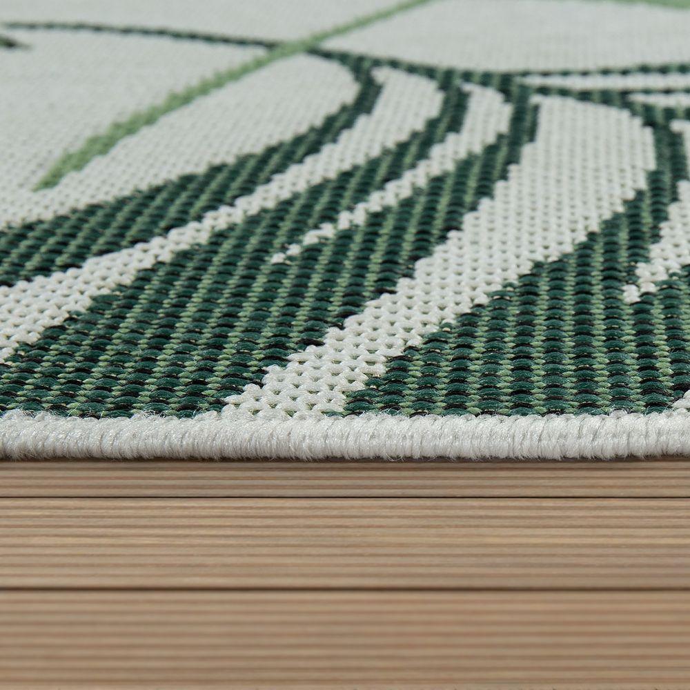 Outdoor Rug Ostende Palm Leaf Pattern - Green White-1