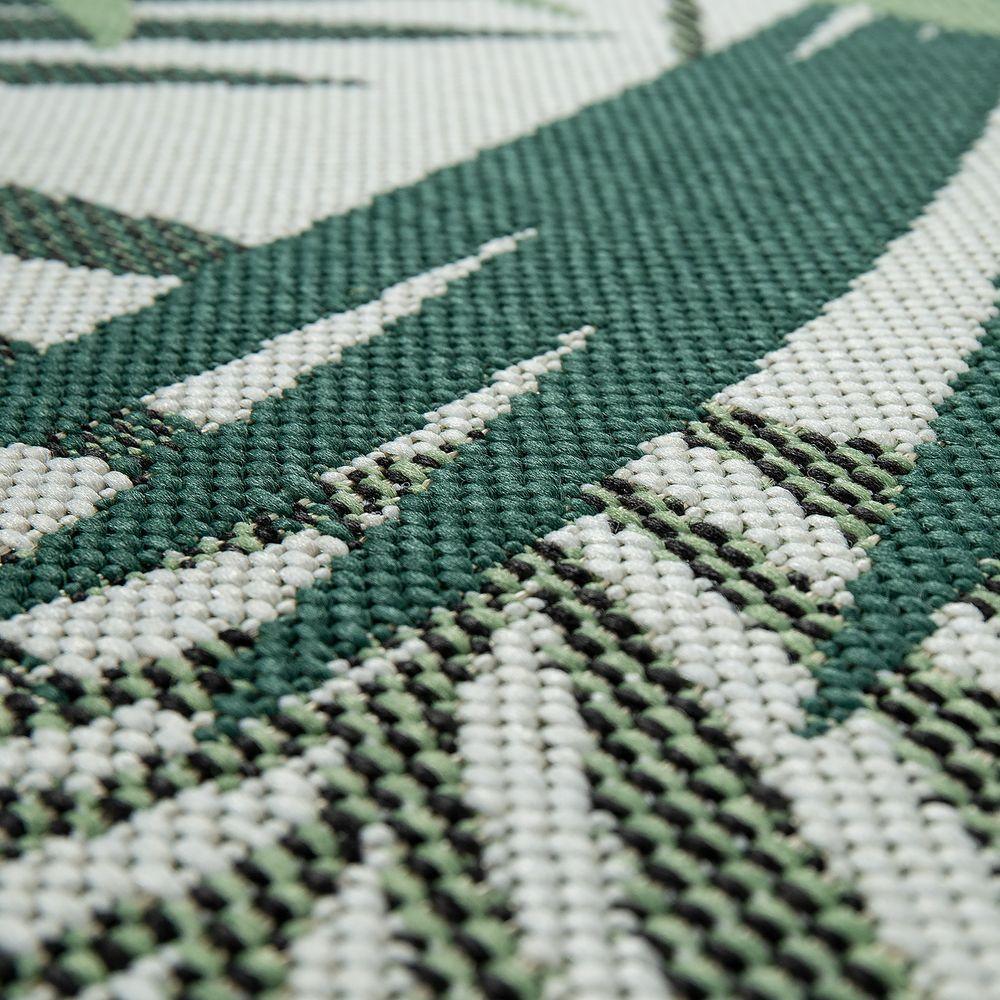 Outdoor Rug Ostende Palm Leaf Pattern - Green White-2