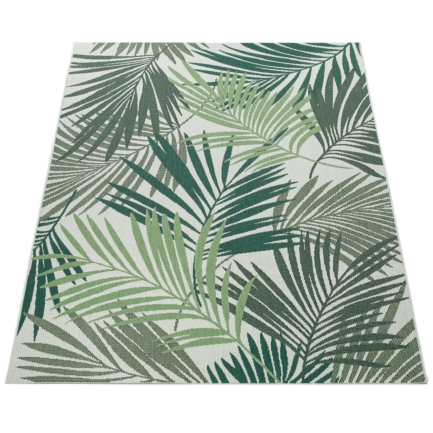Outdoor Rug Ostende Palm Leaf Pattern - Green White-3