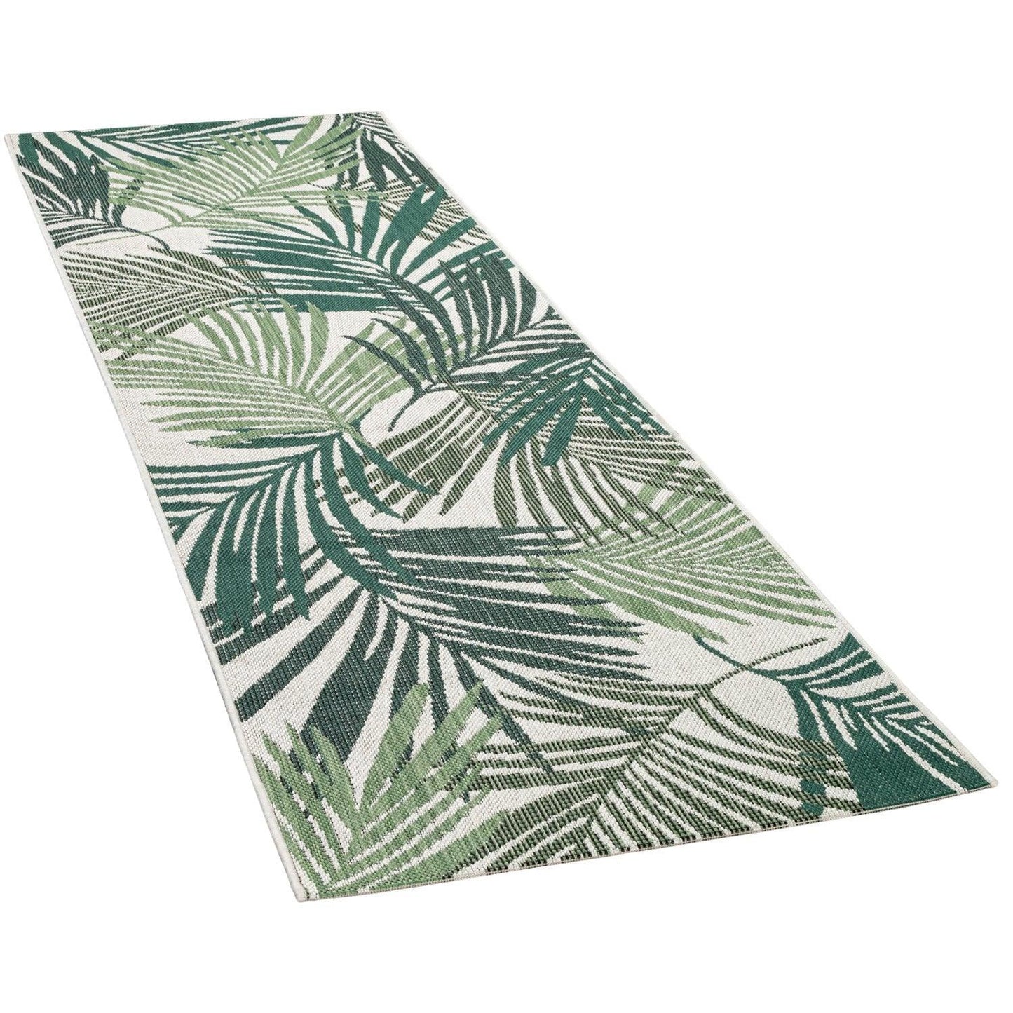Outdoor Rug Ostende Palm Leaf Pattern - Green White-4