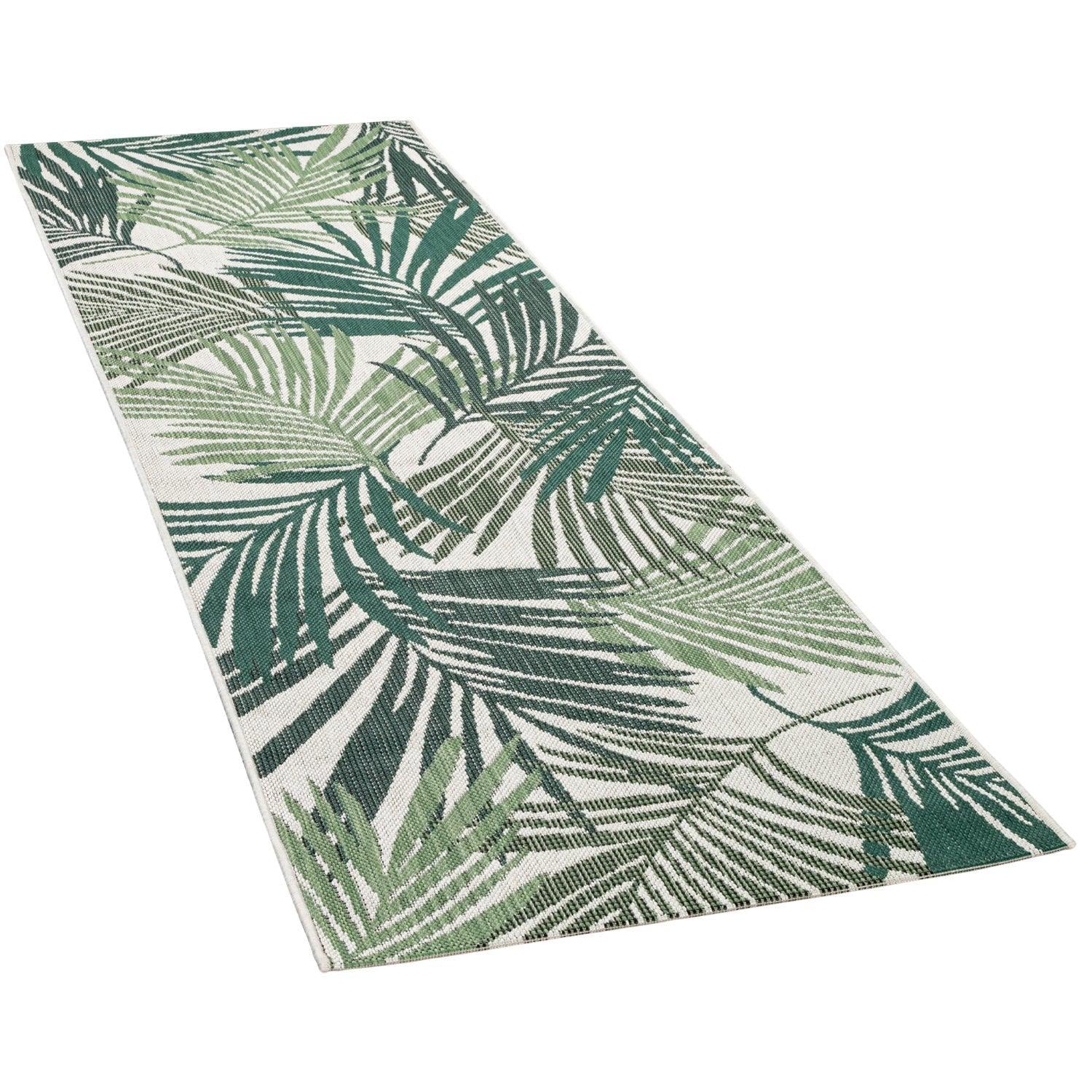 Outdoor Rug Ostende Palm Leaf Pattern - Green White-4