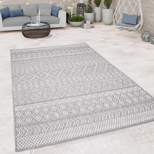 Outdoor Rug Vermont Stain-Resistant with Boho Pattern in Grey-0