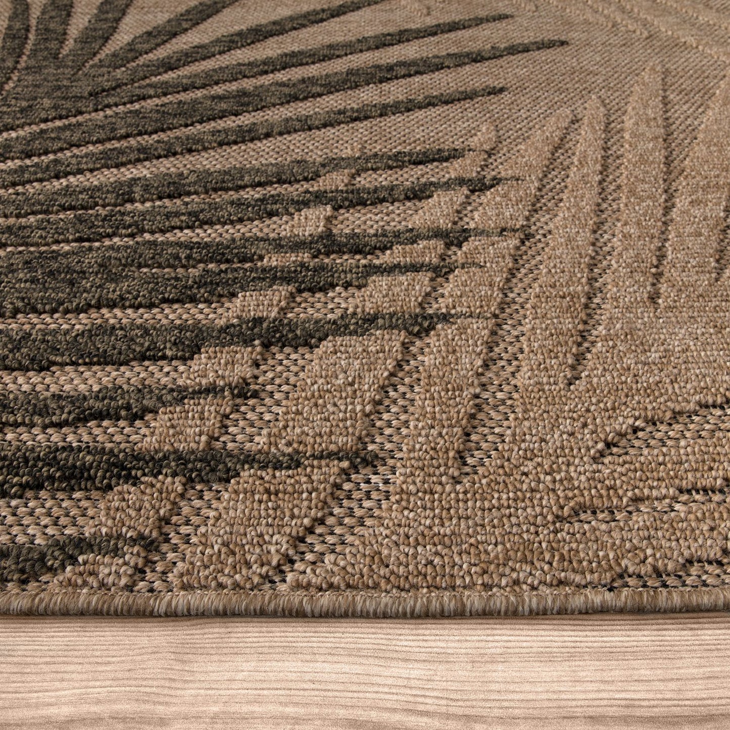 In- & Outdoor Rug Cologne with Modern Leaf Design in Beige-2