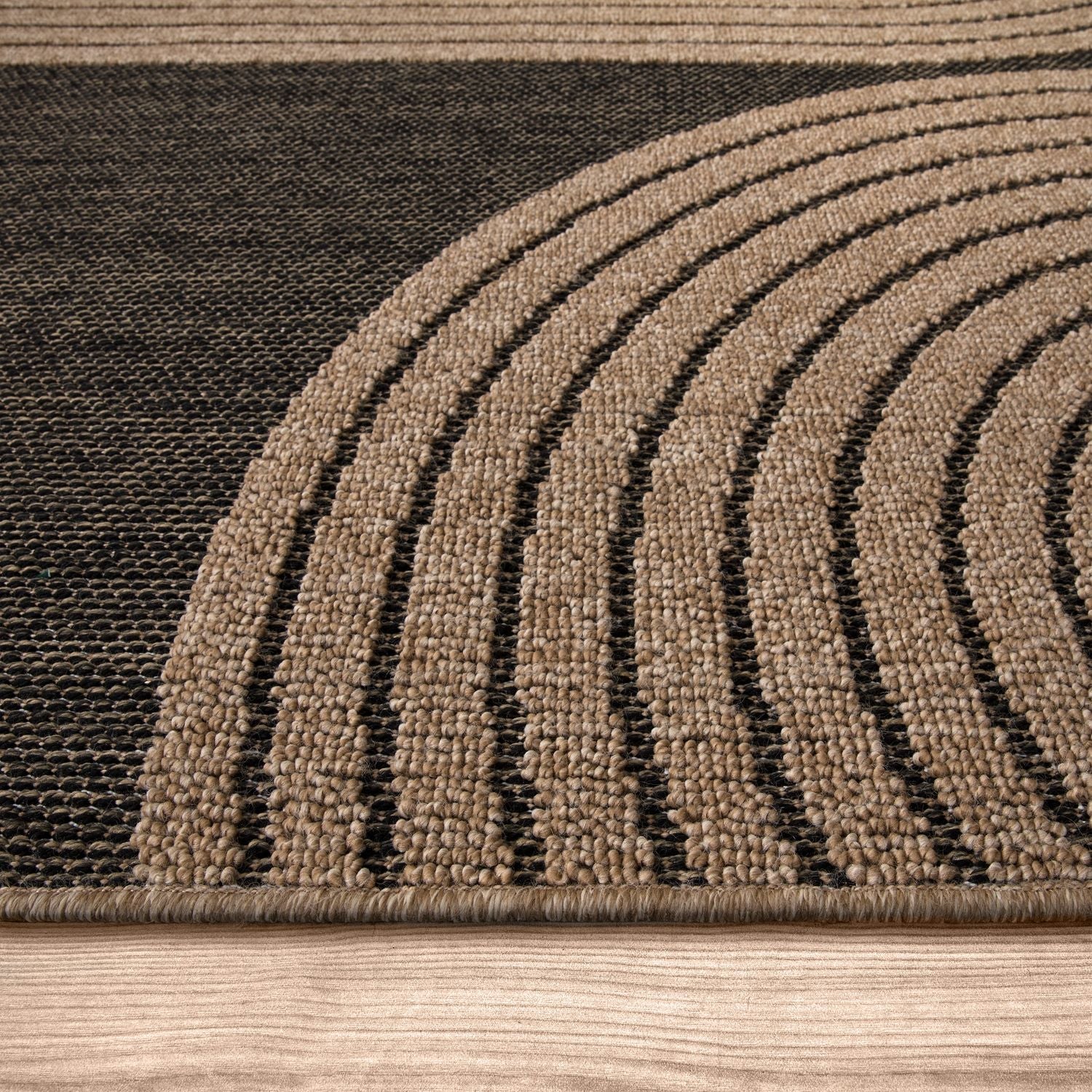 In- & Outdoor Rug Cologne with Modern Lines Design in Beige Black-2