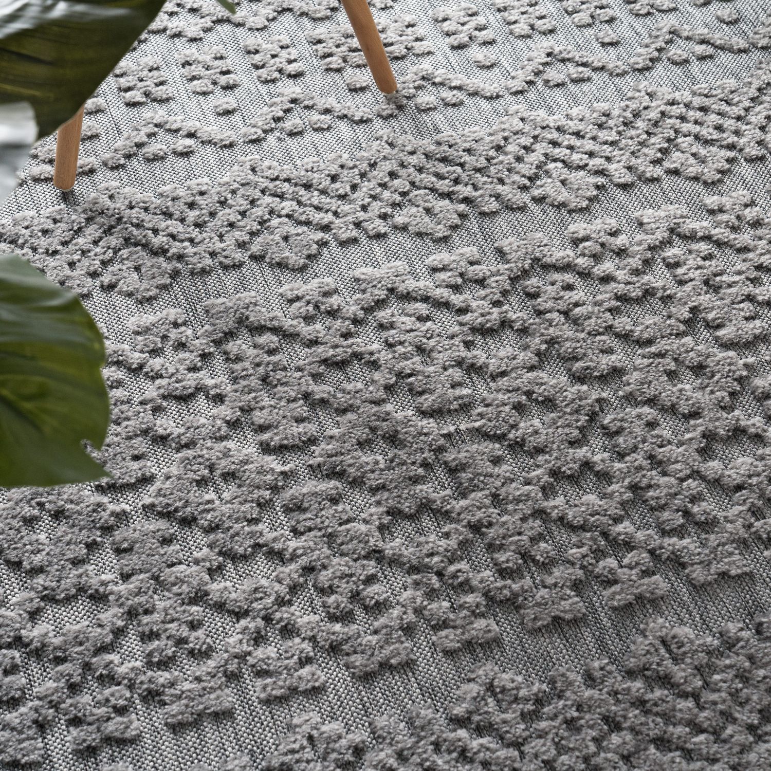 In- & Outdoor Rug Marrakesh High/Low Effect Trellis in Anthracite-1
