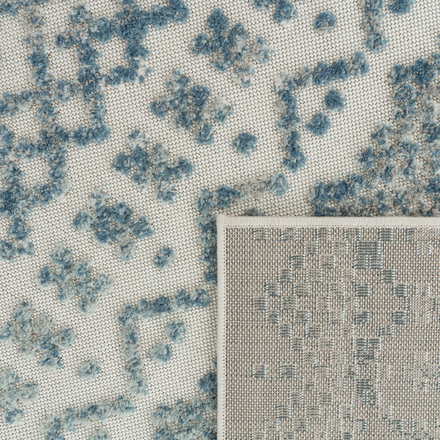 In- & Outdoor Rug Marrakesh High/Low Effect Trellis in Turquoise Cream-3