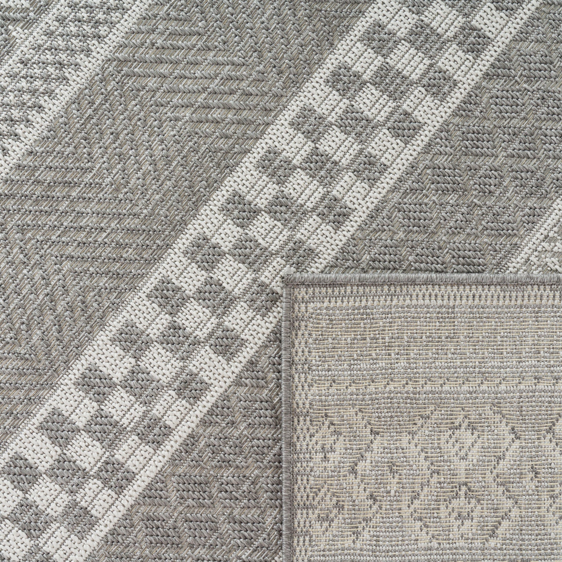 Outdoor Rug Vermont Modern Boho Ornaments in White Grey-3
