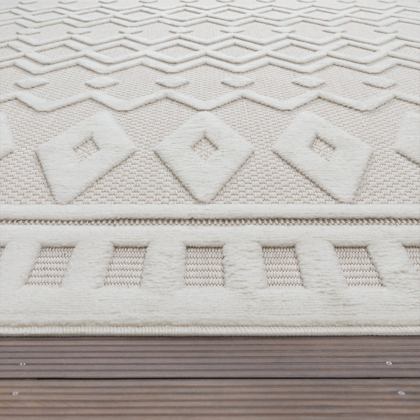Indoor Outdoor Rug Livorno Geometric Trellis Pattern In Cream-2