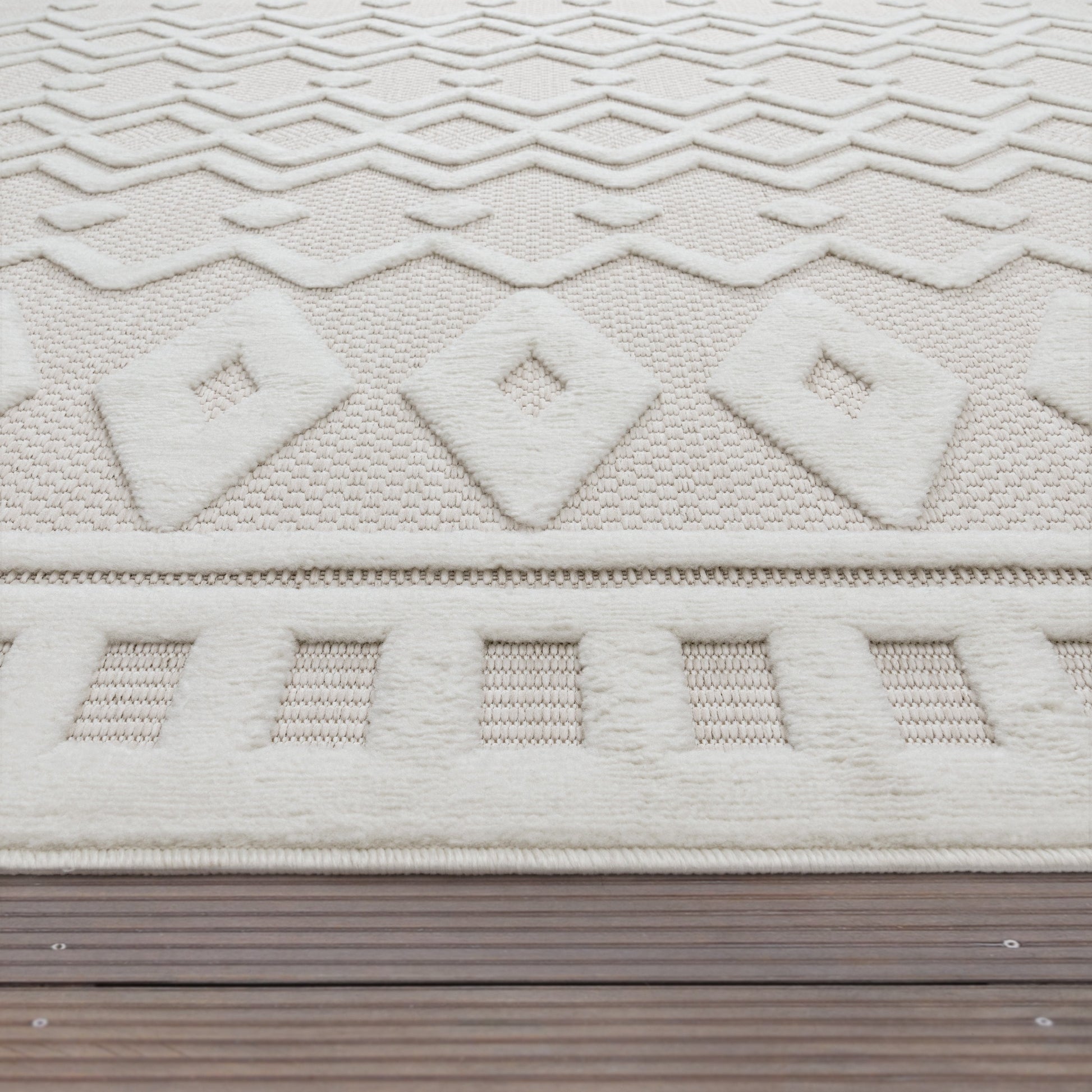 Indoor Outdoor Rug Livorno Geometric Trellis Pattern In Cream-2