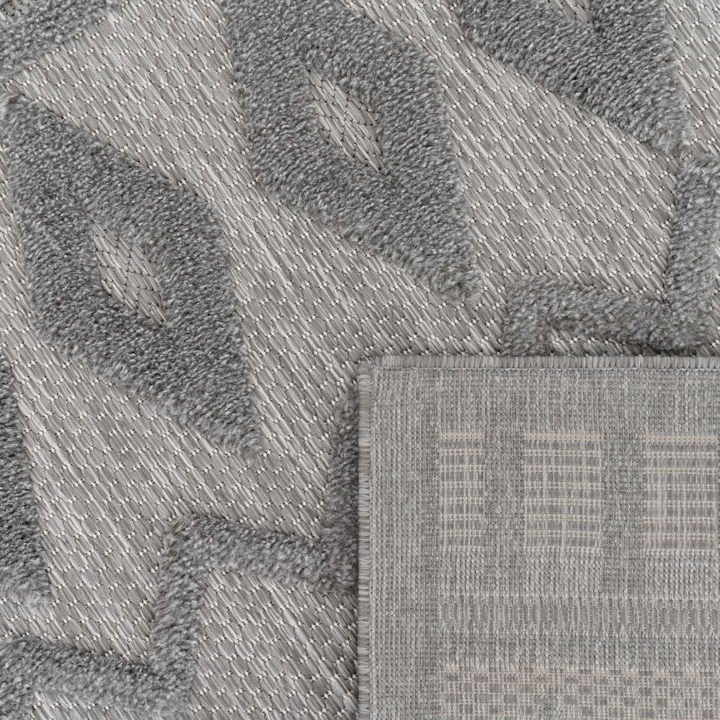 Indoor Outdoor Rug Livorno Geometric Trellis Pattern In Grey-3
