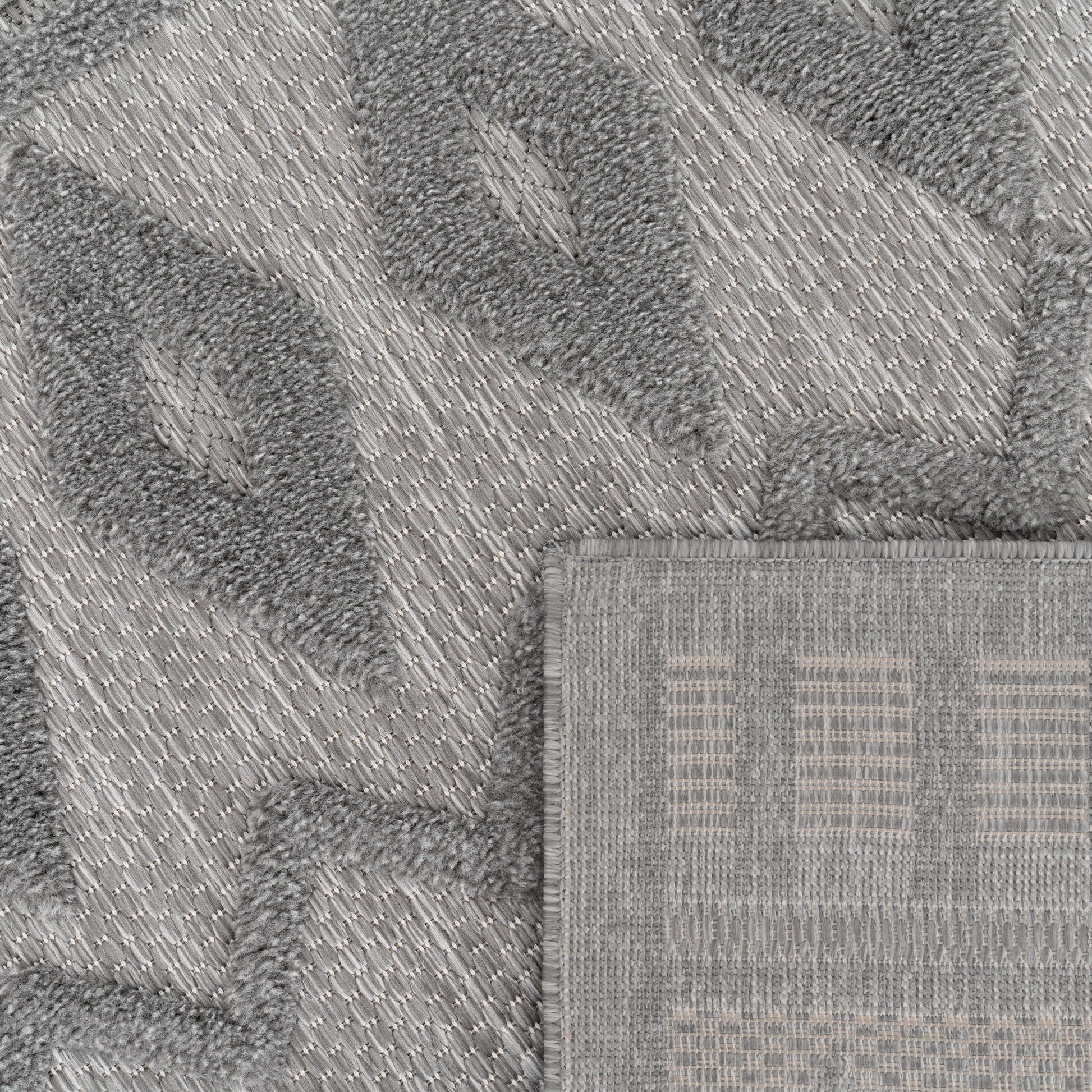 Indoor Outdoor Rug Livorno Geometric Trellis Pattern In Grey-3