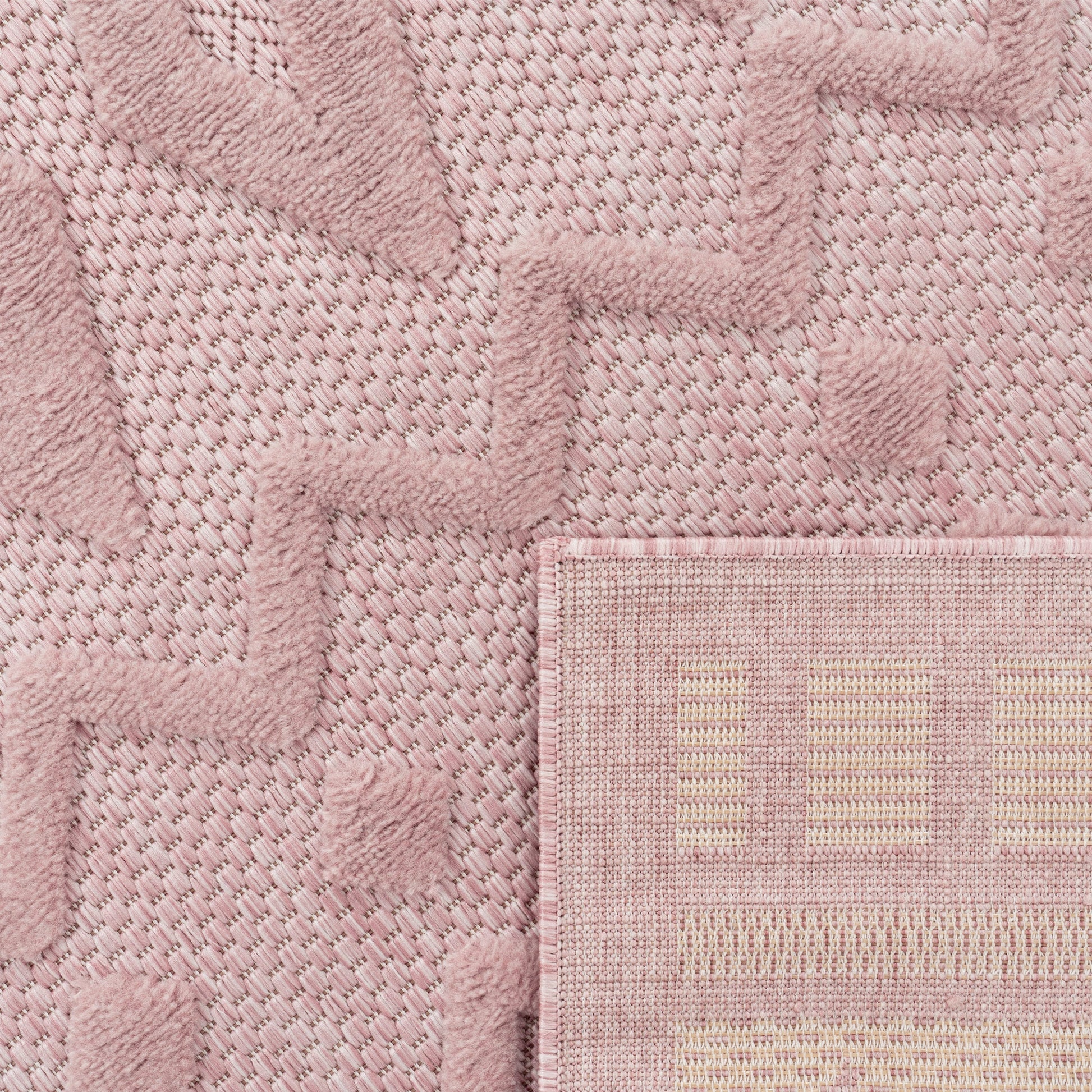 Indoor Outdoor Rug Livorno Geometric Trellis Pattern In Pink-3