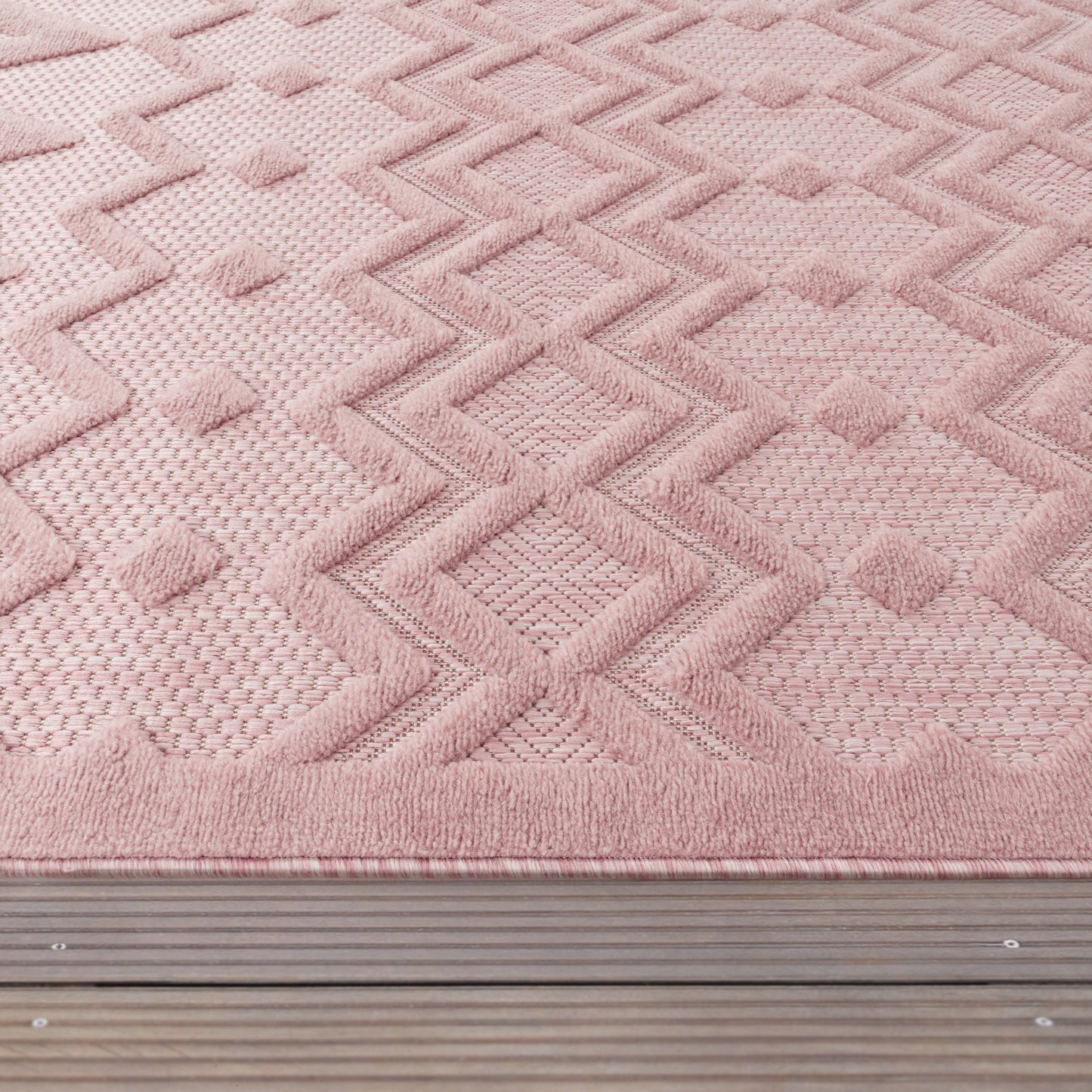 Indoor Outdoor Rug Livorno Geometric Trellis Pattern In Pink-2