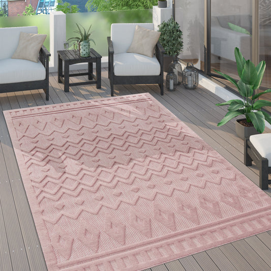 Indoor Outdoor Rug Livorno Geometric Trellis Pattern In Pink-0