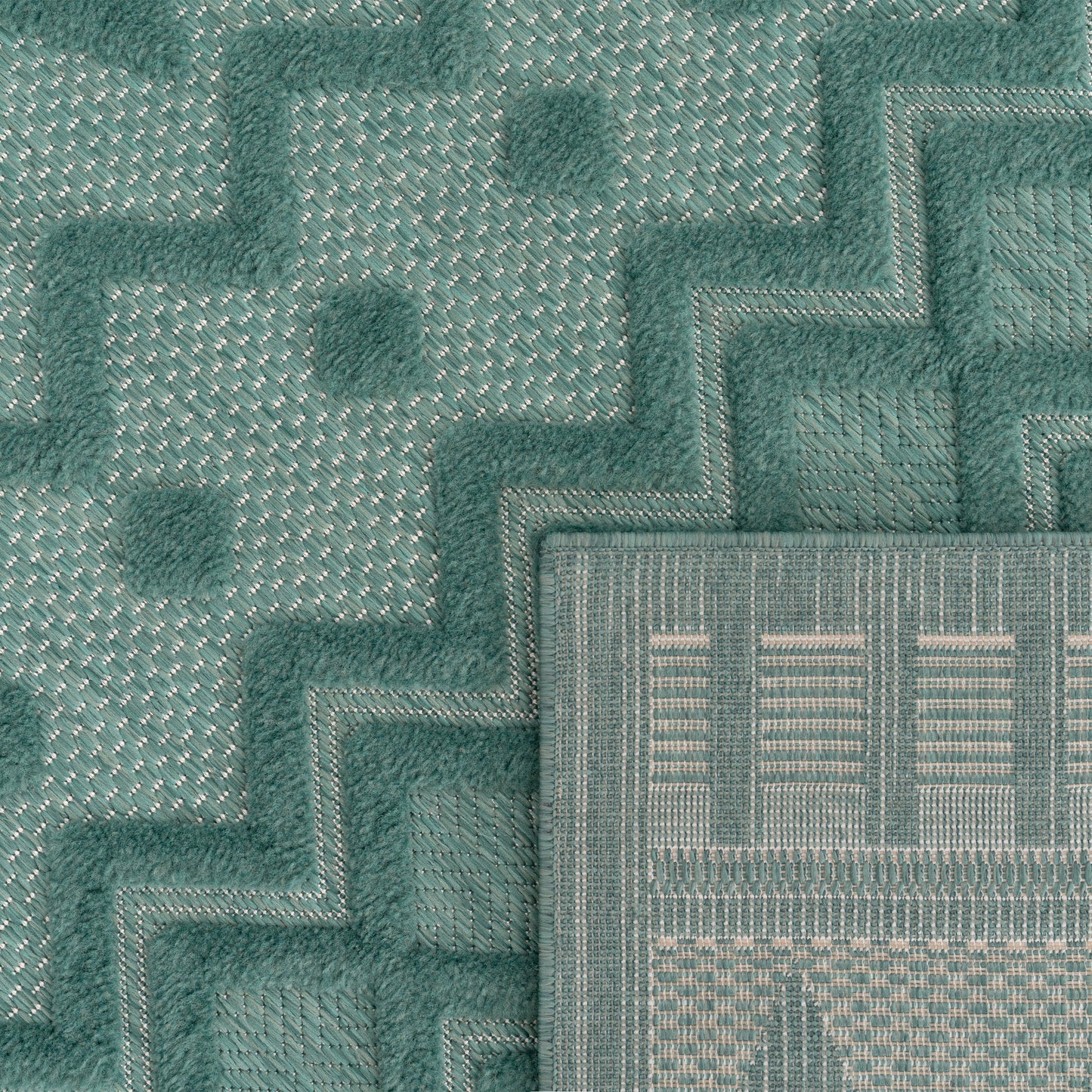Indoor Outdoor Rug Livorno Geometric Trellis Pattern In Turquoise-3