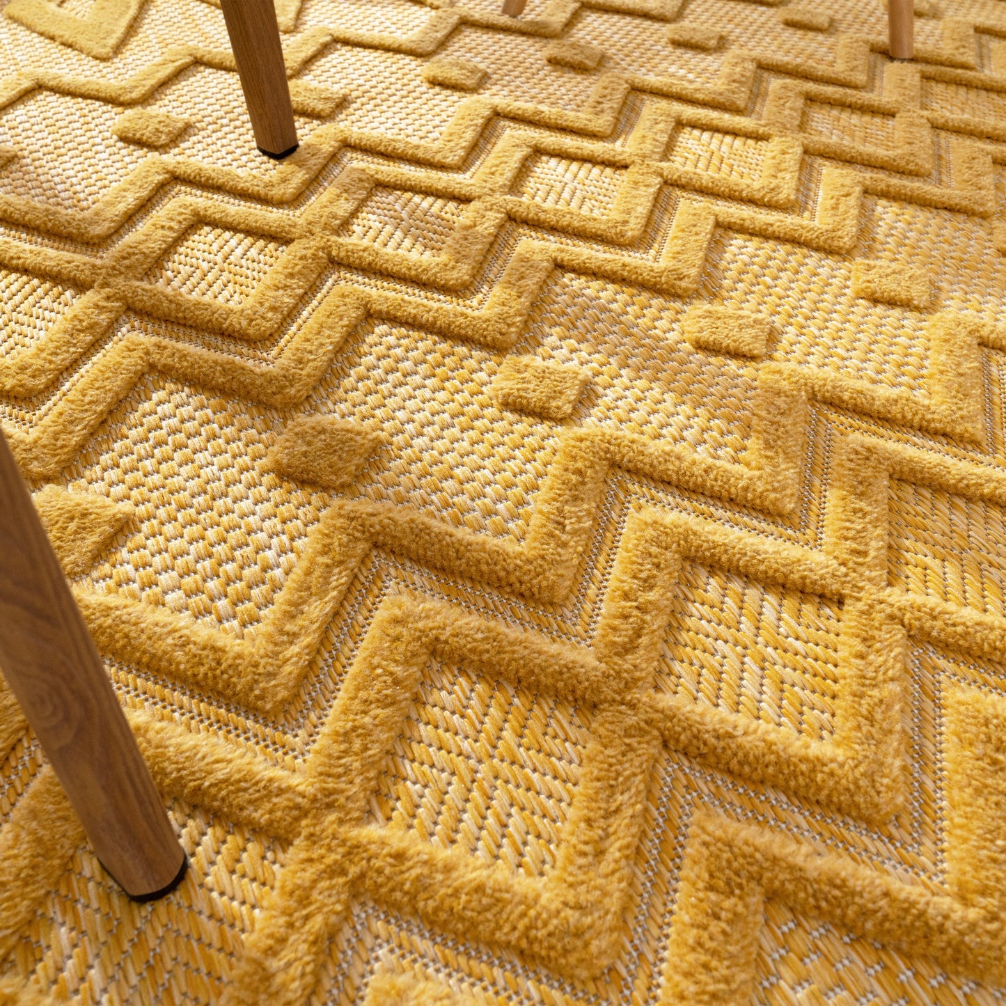 Indoor Outdoor Rug Livorno Geometric Trellis Pattern In Yellow-1