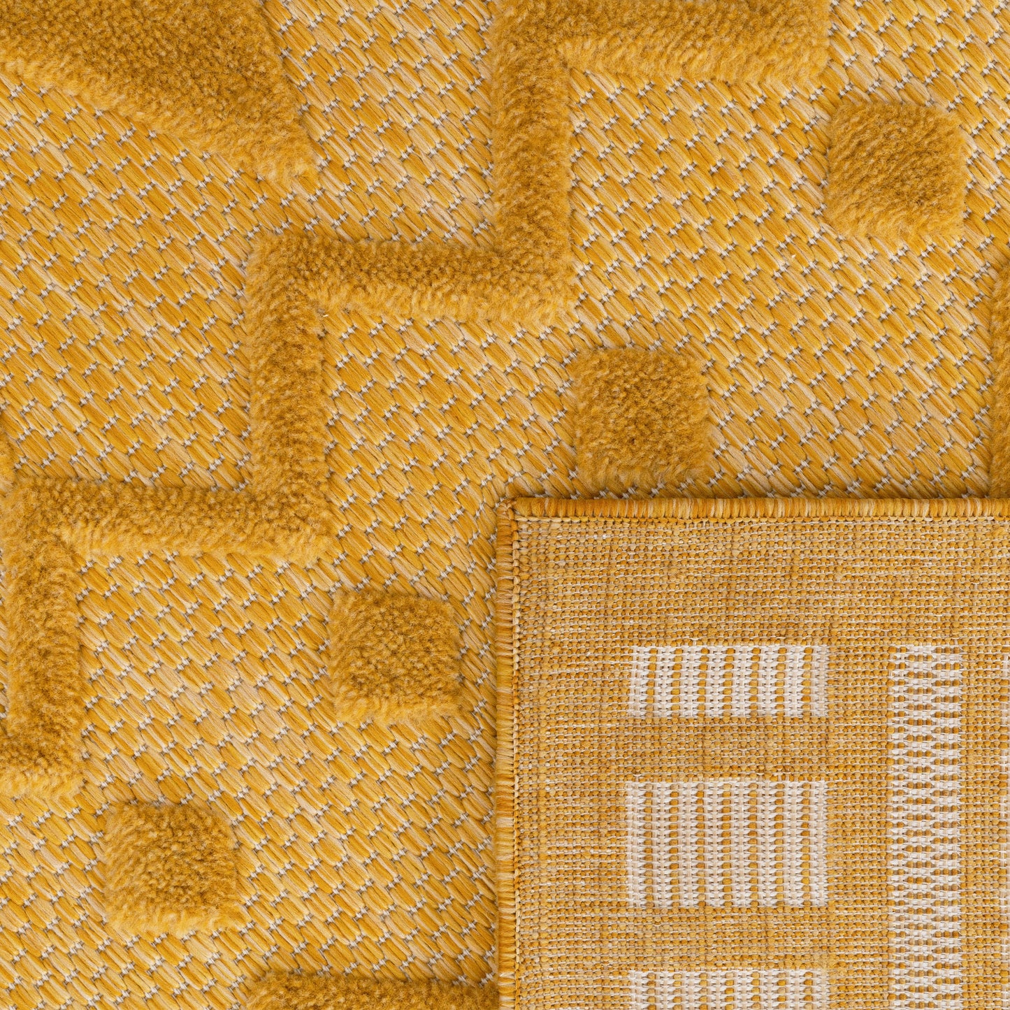 Indoor Outdoor Rug Livorno Geometric Trellis Pattern In Yellow-3