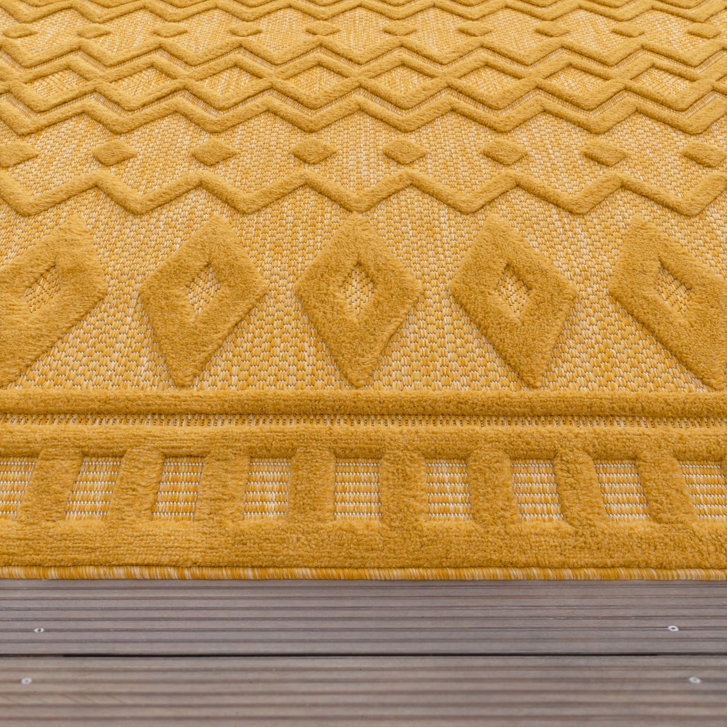 Indoor Outdoor Rug Livorno Geometric Trellis Pattern In Yellow-2