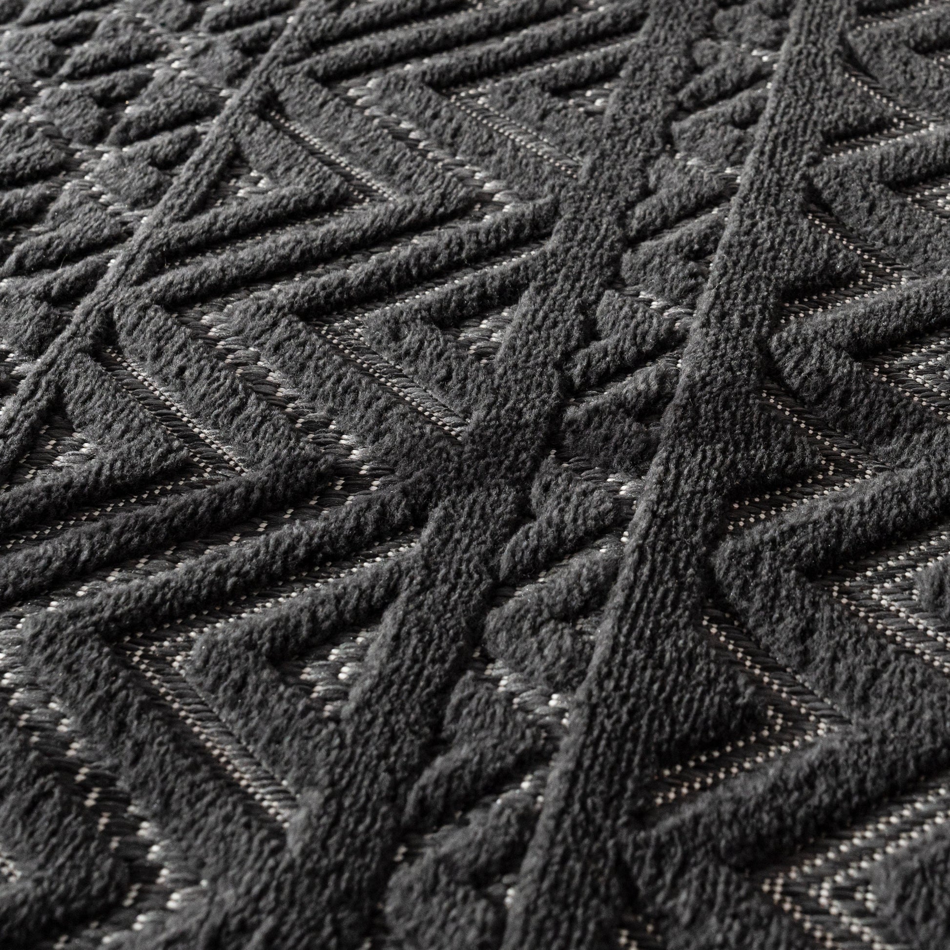 Indoor Outdoor Rug Livorno Boho High-Low Pattern In Anthracite-1