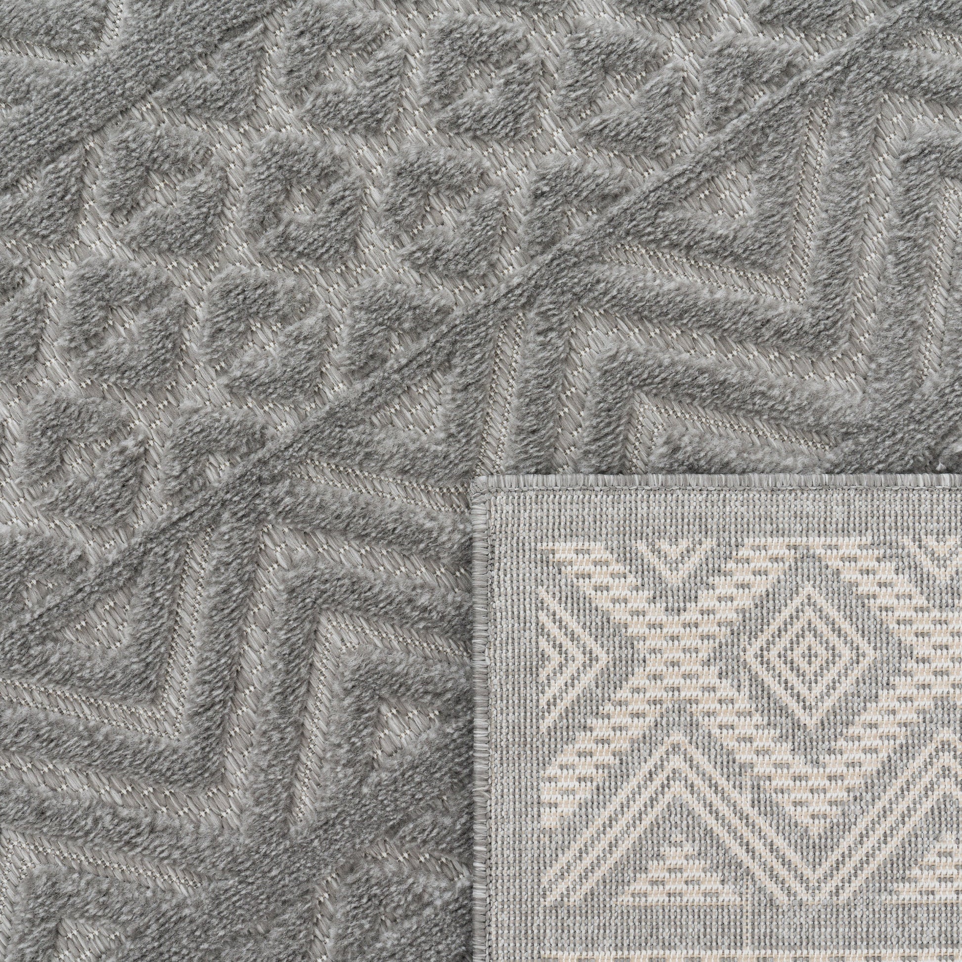 Indoor Outdoor Rug Livorno Boho High-Low Pattern In Grey-3