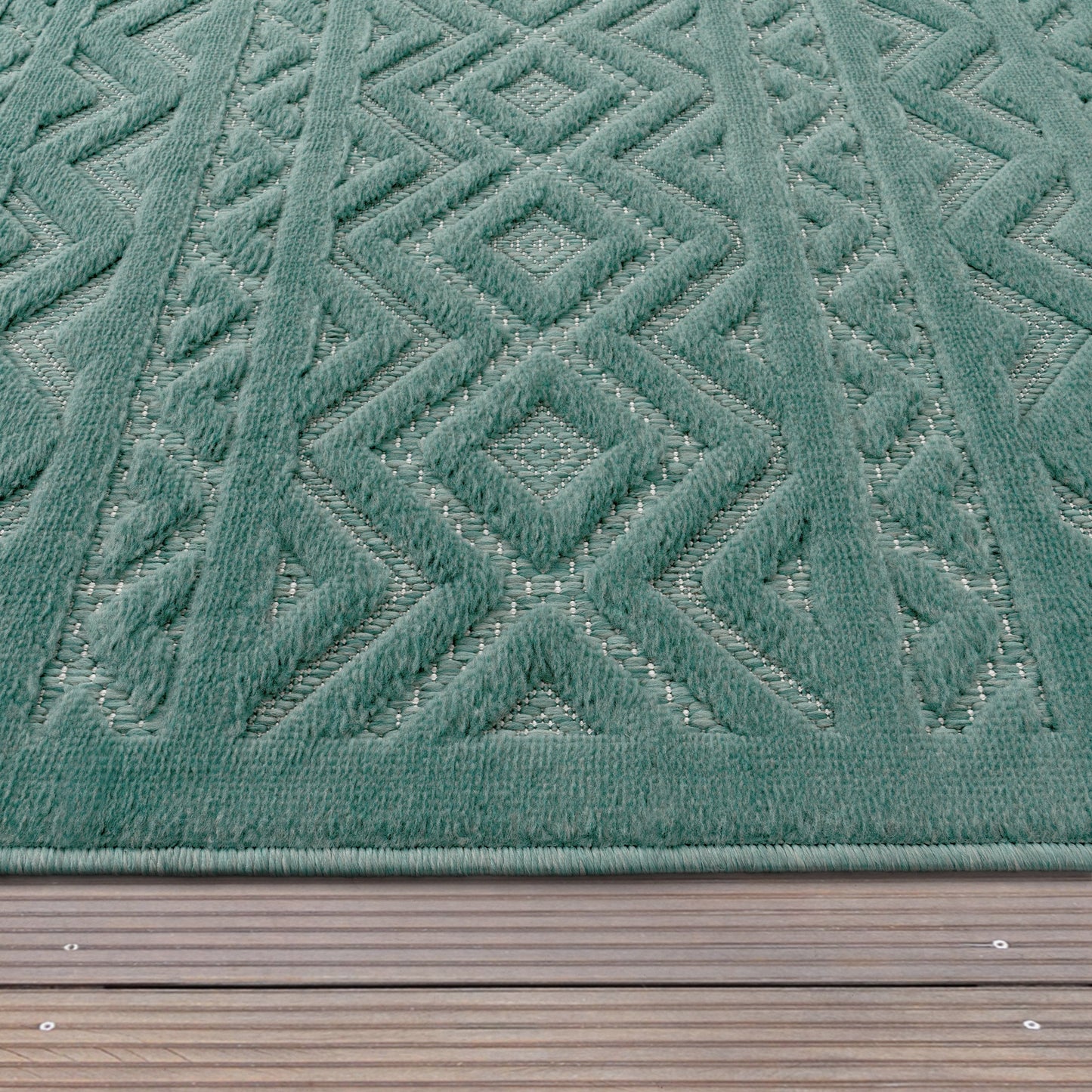 Indoor Outdoor Rug Livorno Boho High-Low Pattern In Turquoise-2