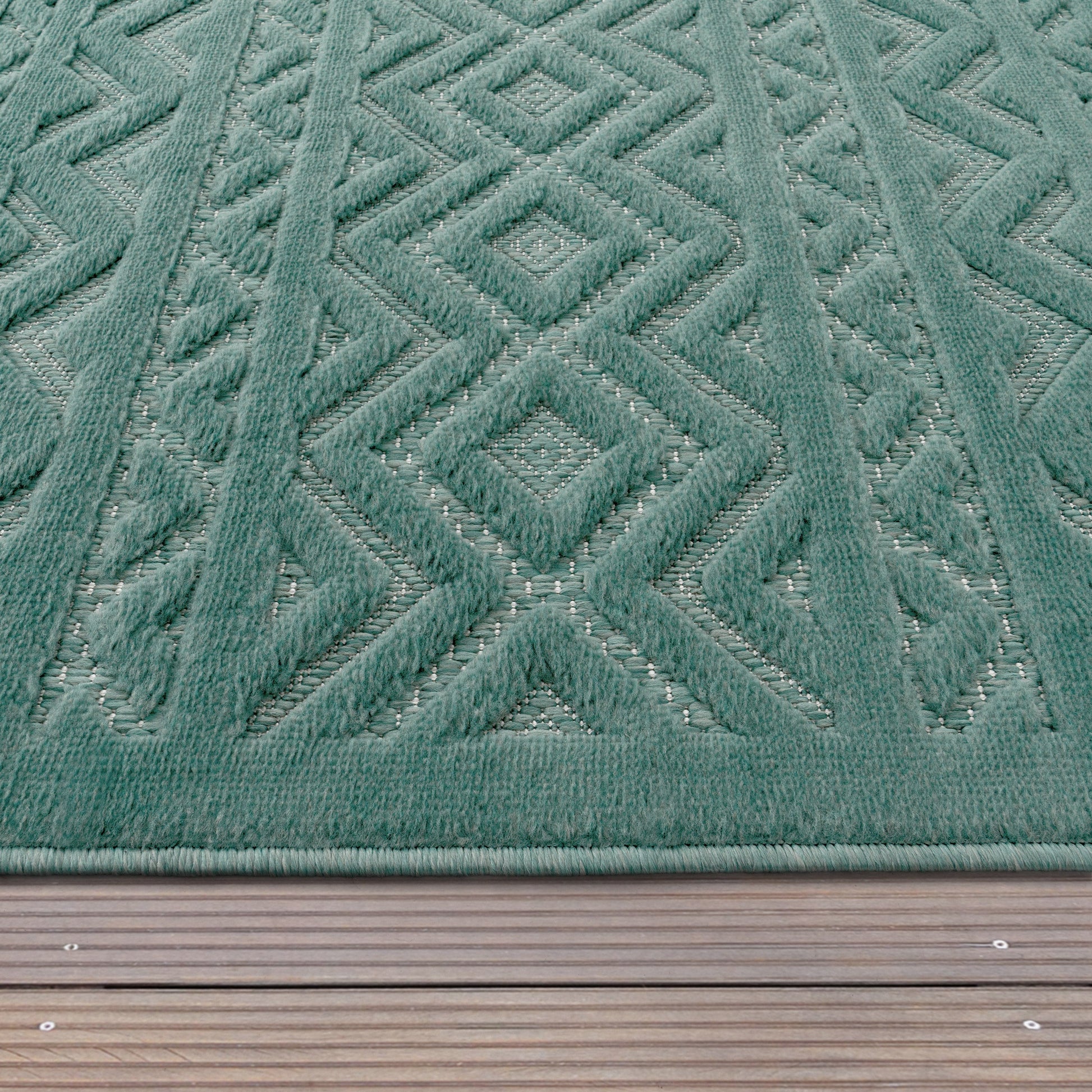 Indoor Outdoor Rug Livorno Boho High-Low Pattern In Turquoise-2