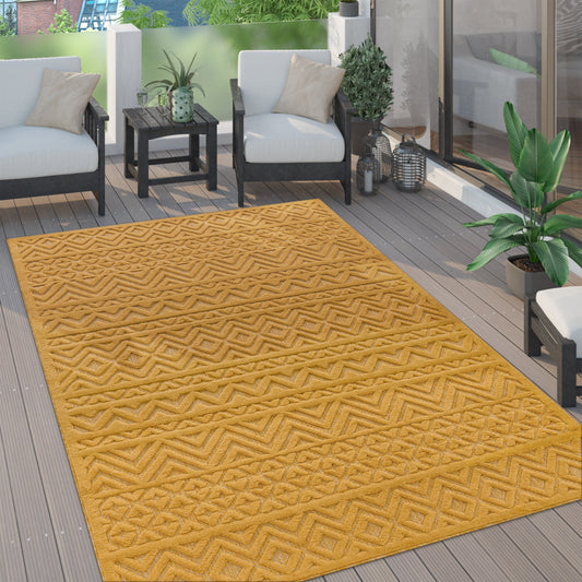 Indoor Outdoor Rug Livorno Boho High-Low Pattern In Yellow-0