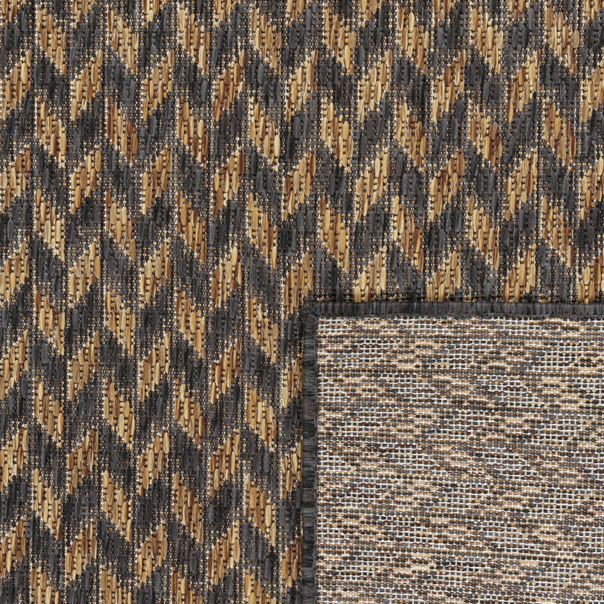 Indoor & Outdoor Rug Captera Herringbone Design in Brown-3