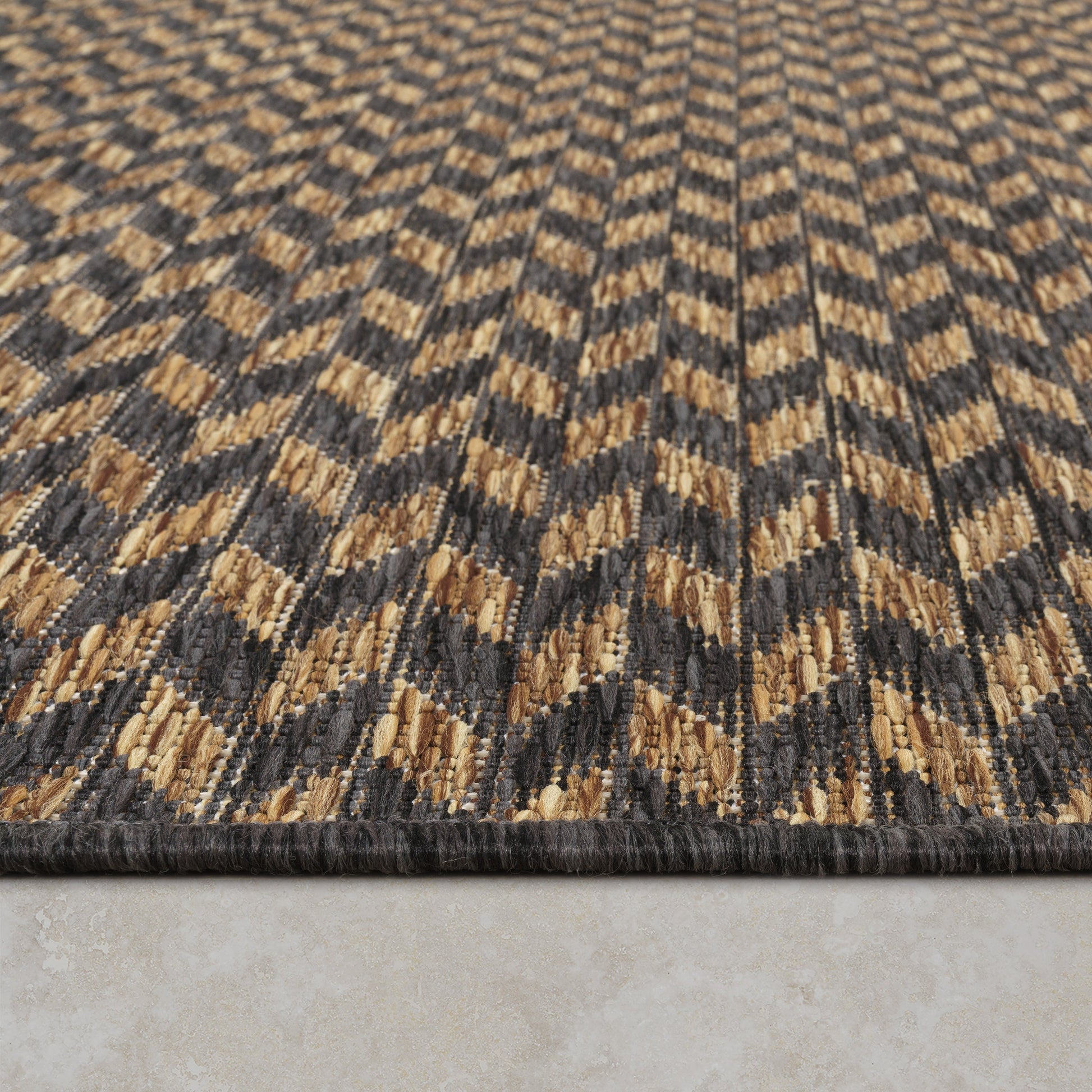 Indoor & Outdoor Rug Captera Herringbone Design in Brown-2
