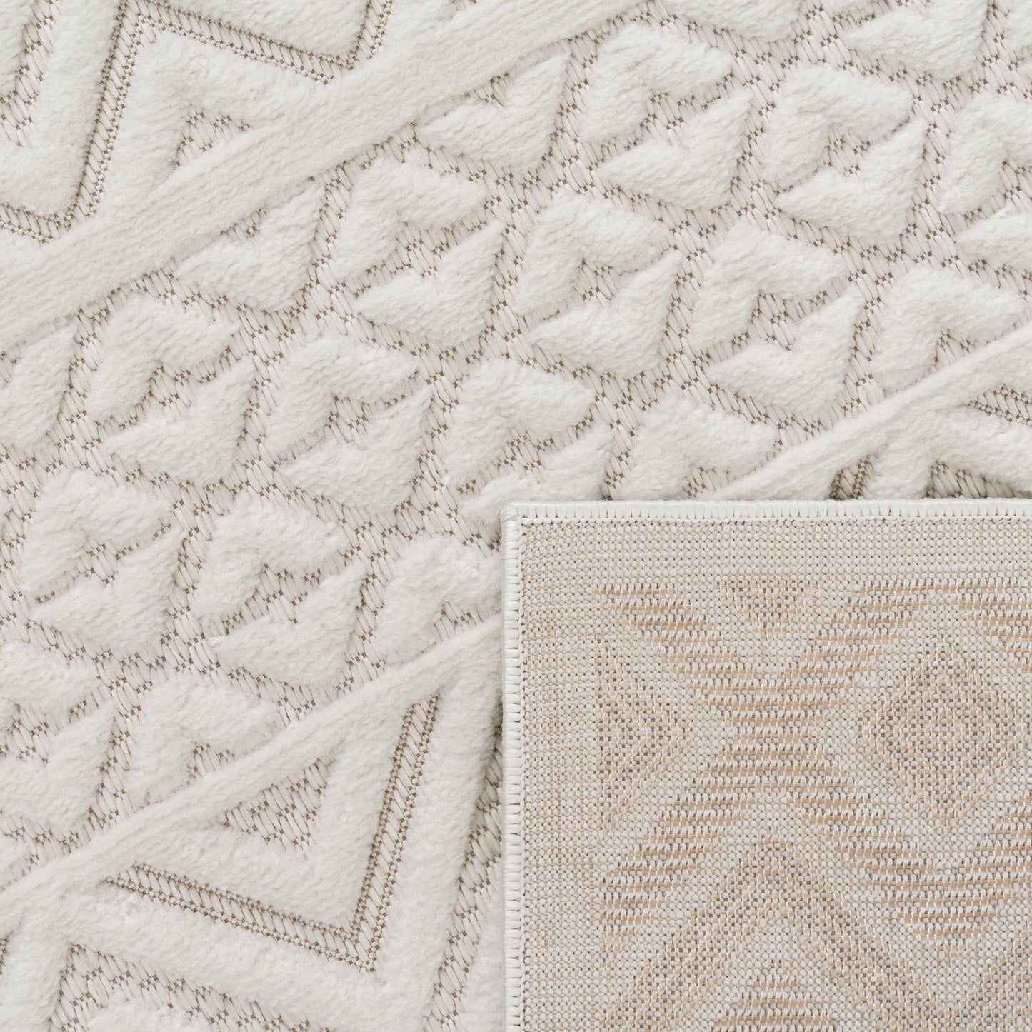 Indoor Outdoor Rug Livorno Boho High-Low Pattern In Cream-3