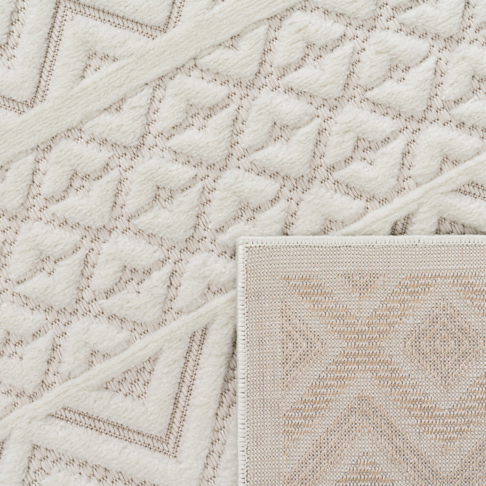 Indoor Outdoor Rug Livorno Boho High-Low Pattern In Cream-3