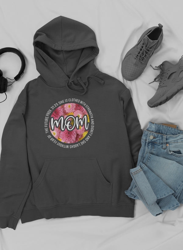 She Is Strong Proverbs Floral Mom Hoodie-1
